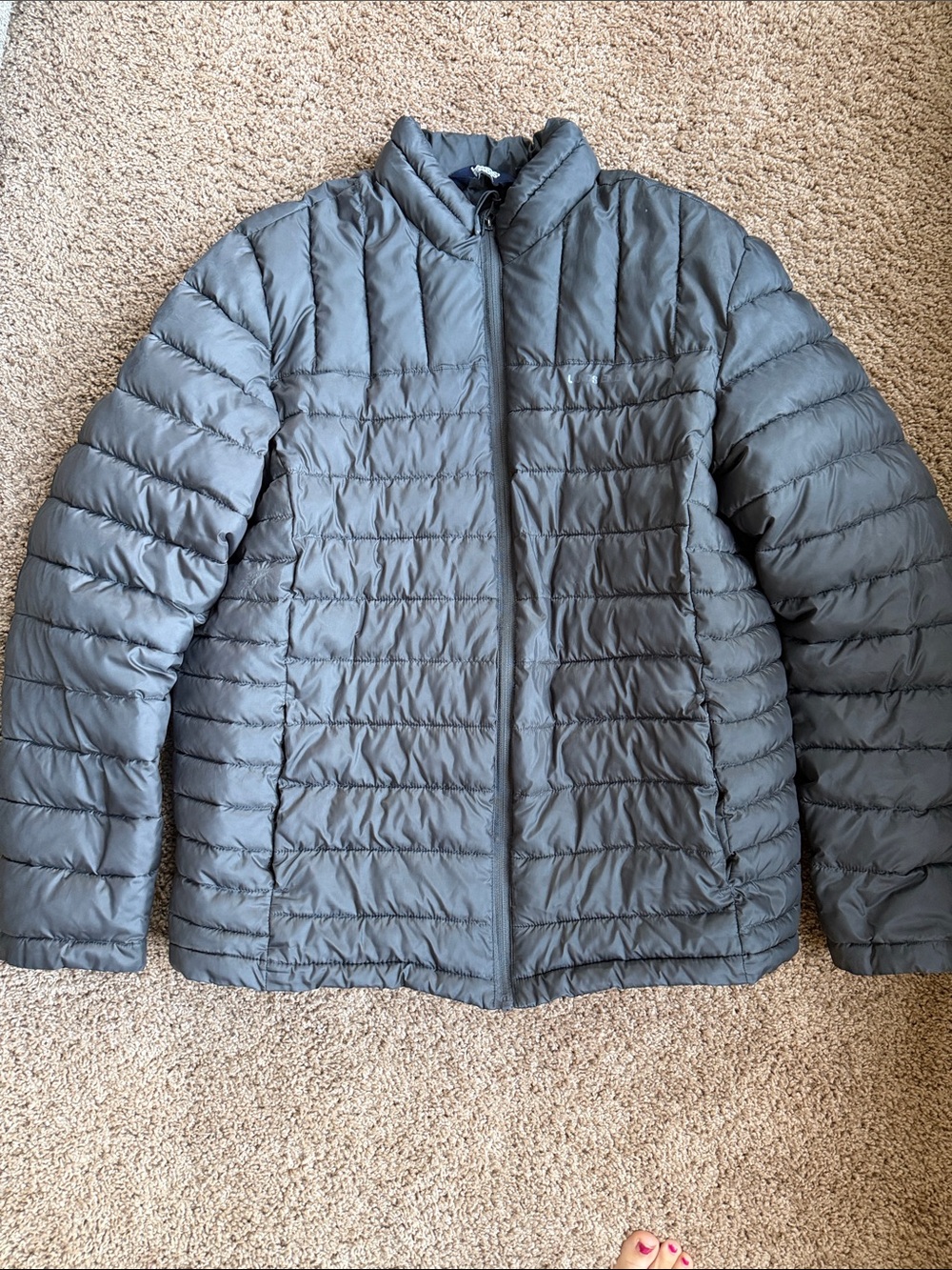 Lands' End Men's Quilted Puffer Jacket - Gray Size L